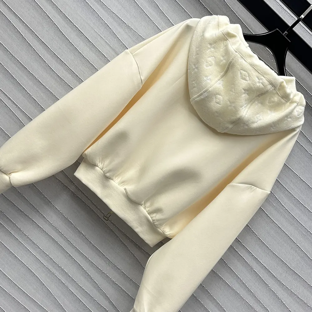 Louis Vuitton Men Monogram Accent Knit Hoodie-Milky White 1AGCHQ