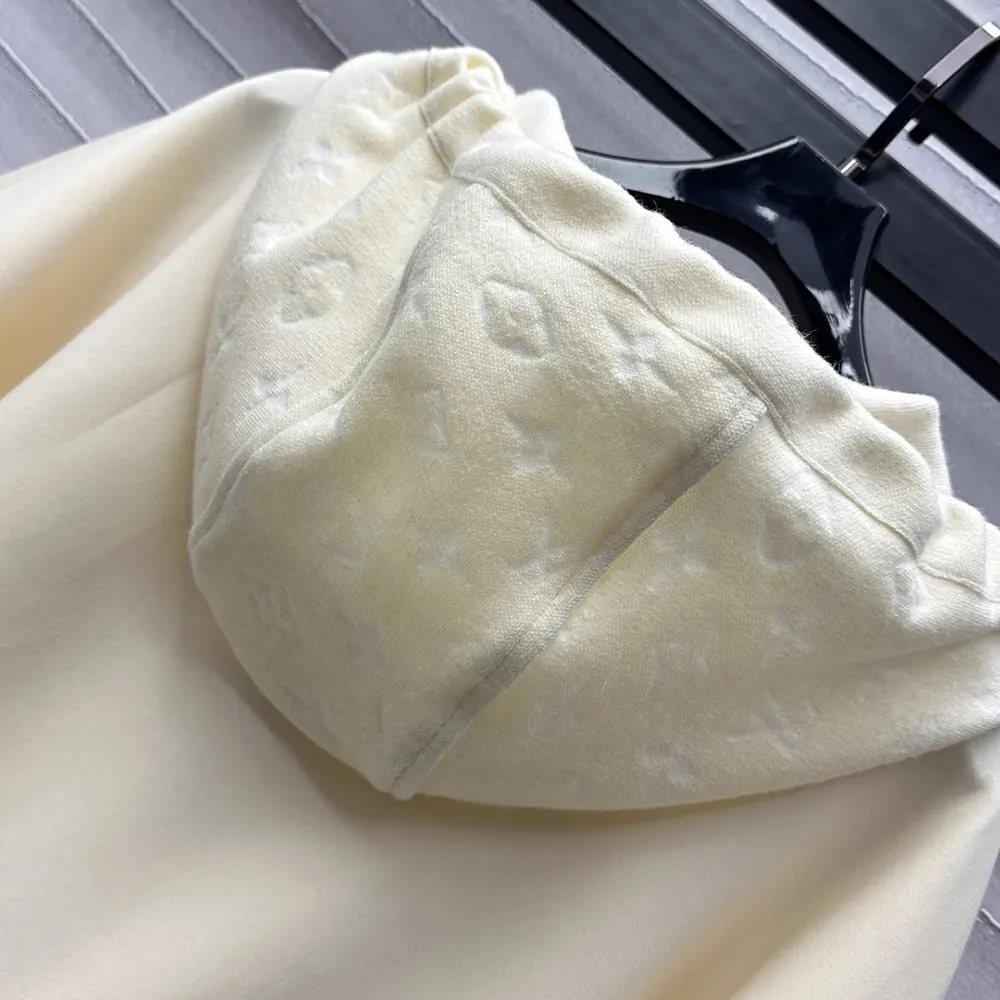 Louis Vuitton Men Monogram Accent Knit Hoodie-Milky White 1AGCHQ
