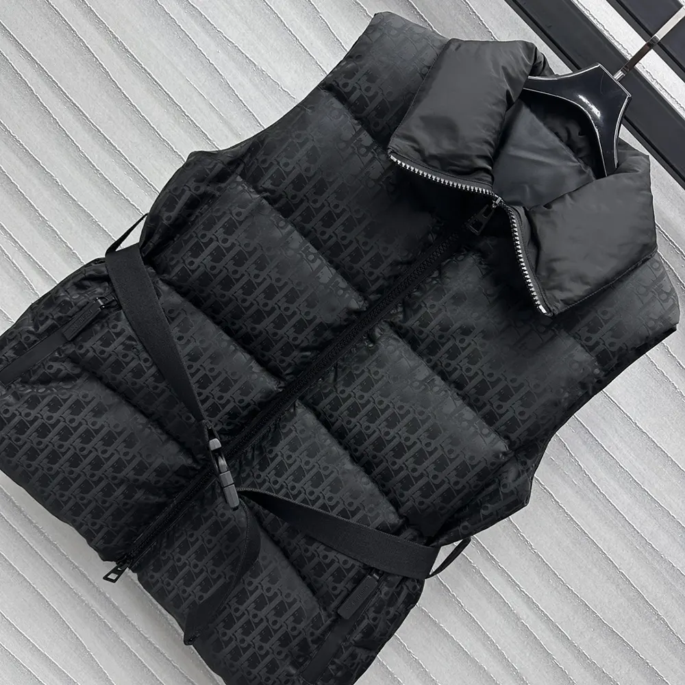 Dior Women DiorAlps Belted Puffer Vest Black Quilted Technical Taffeta Jacquard