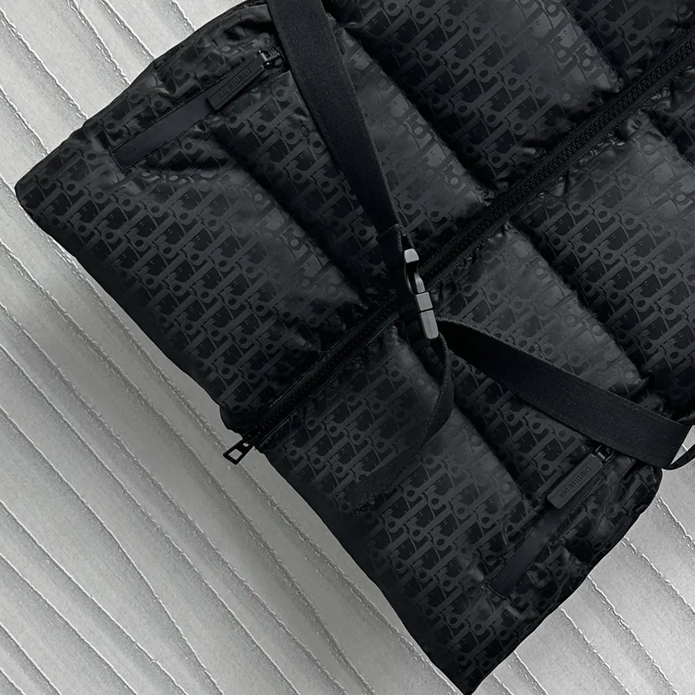 Dior Women DiorAlps Belted Puffer Vest Black Quilted Technical Taffeta Jacquard