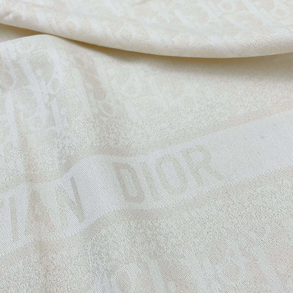 Dior Unisex Oblique Shawl White Wool Silk and Cashmere