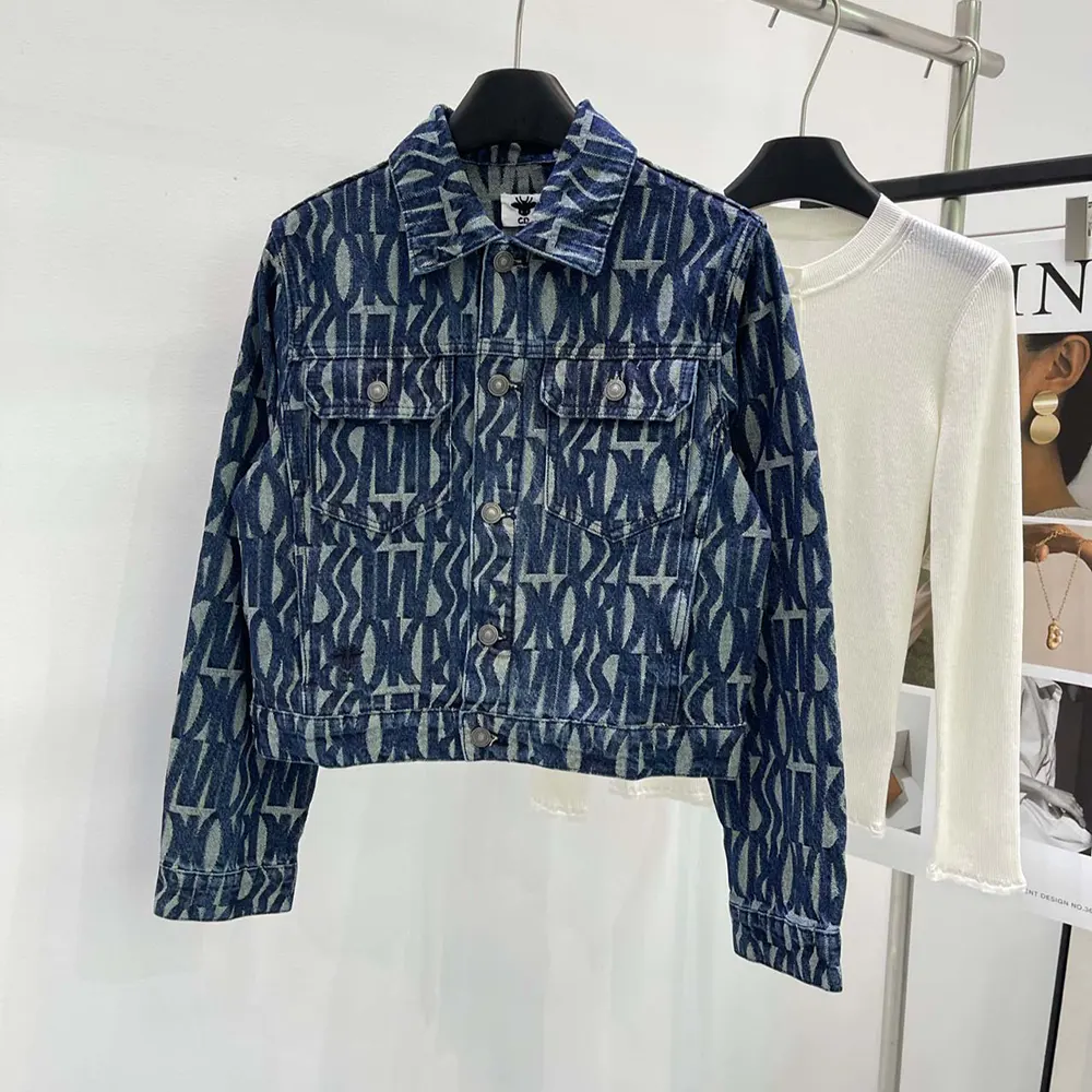 Dior Men Jacket Cotton Denim with Blue Miss Dior Allover Motif