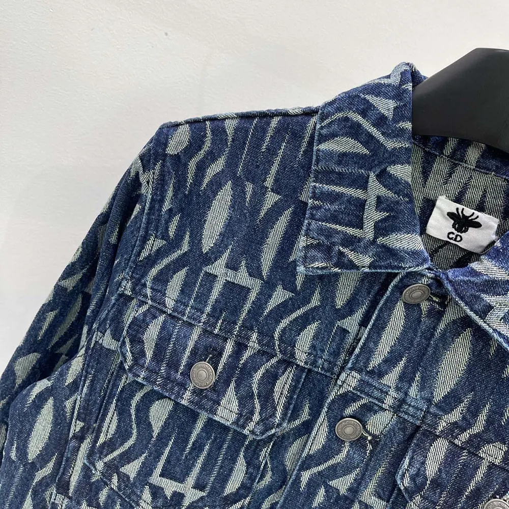 Dior Men Jacket Cotton Denim with Blue Miss Dior Allover Motif
