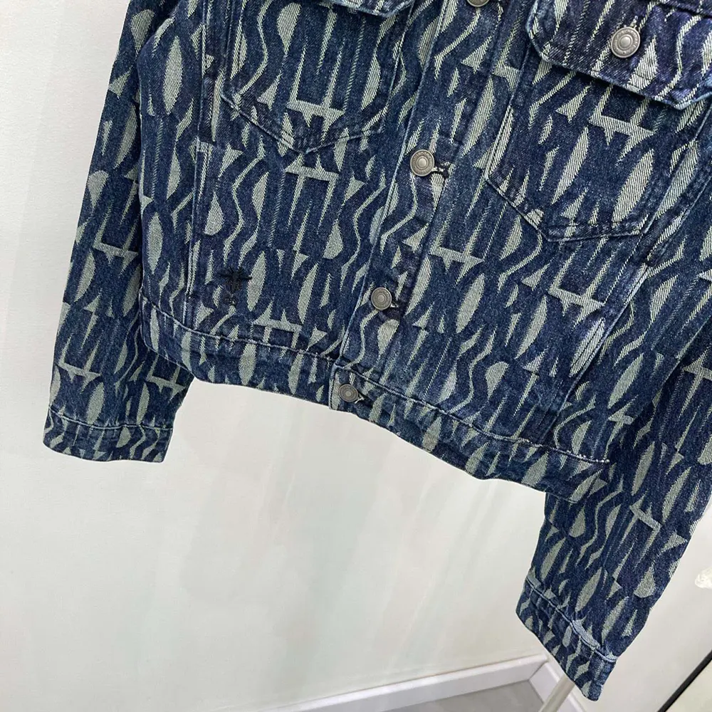 Dior Men Jacket Cotton Denim with Blue Miss Dior Allover Motif