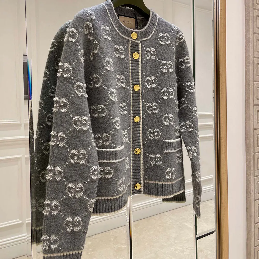 Gucci Men GG Wool Boucle Jacquard Cardigan 713300XKCNA1130