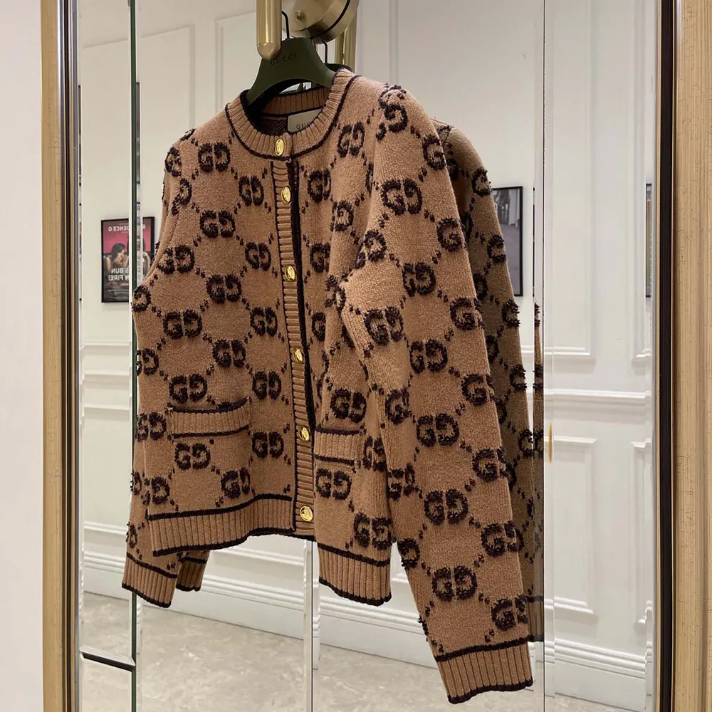 Gucci Men GG Wool Boucle Jacquard Cardigan 713300XKCNA2668