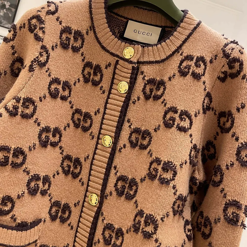 Gucci Men GG Wool Boucle Jacquard Cardigan 713300XKCNA2668