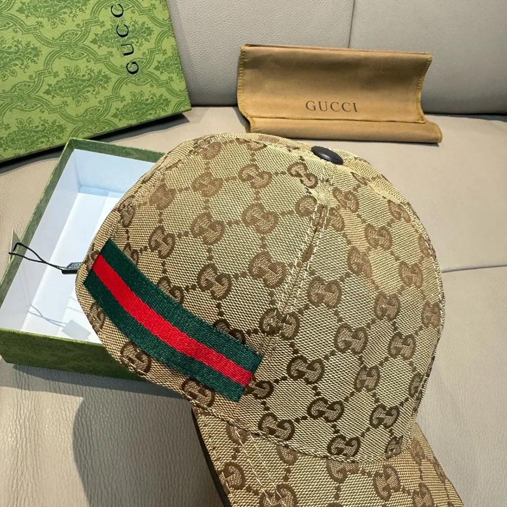 Gucci Unisex Original GG Canvas Baseball Hat with Web-Beige 200035KQWBG9791