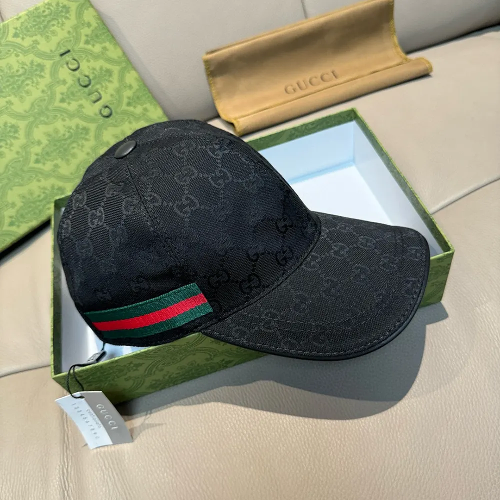 Gucci Unisex Original GG Canvas Baseball Hat with Web-Black 200035KQWBG1060