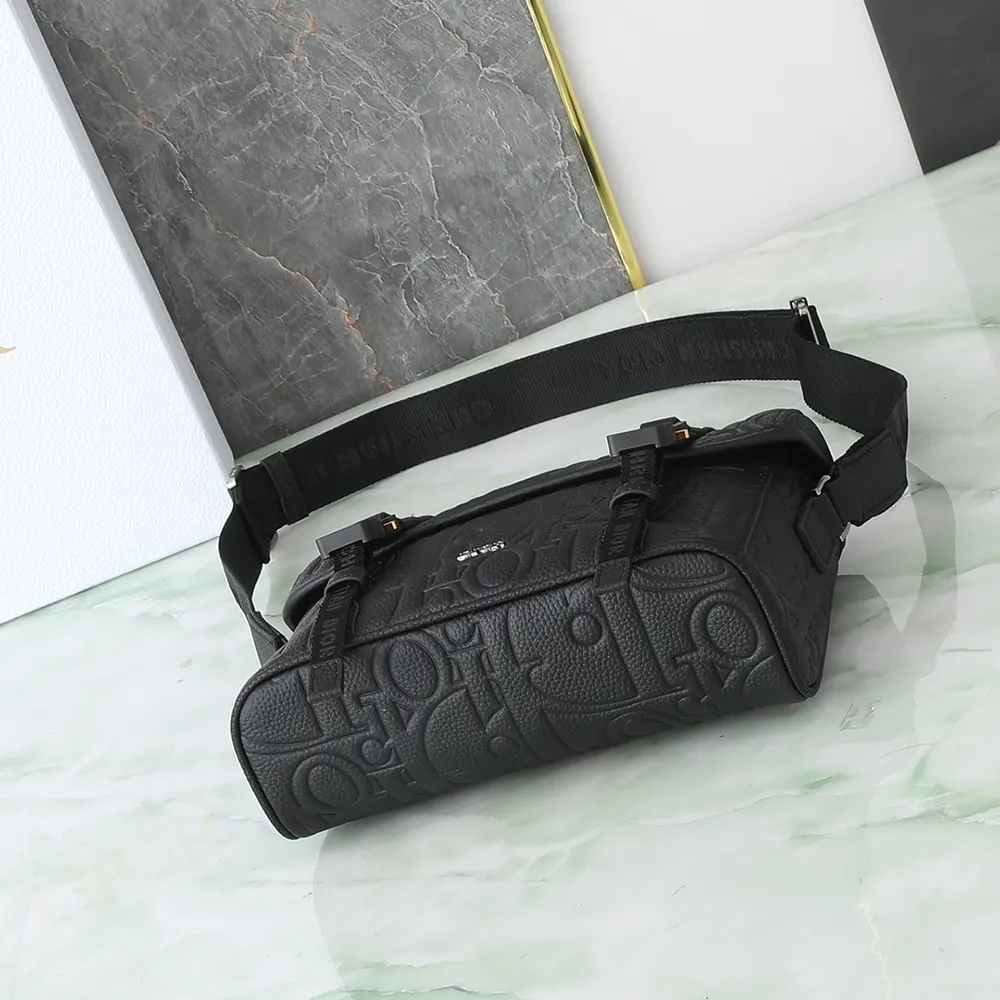 Dior Men Hit the Road Messenger Bag with Flap Black Dior Gravity Leather