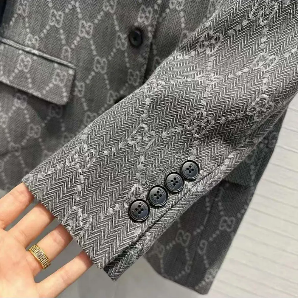 Gucci Men Broken Suits for GG Flannel Jacket-Grey