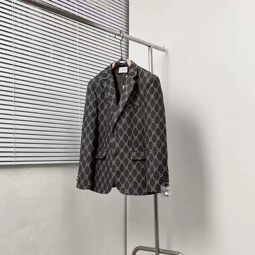 Gucci Men Broken Suits for GG Flannel Jacket-Grey