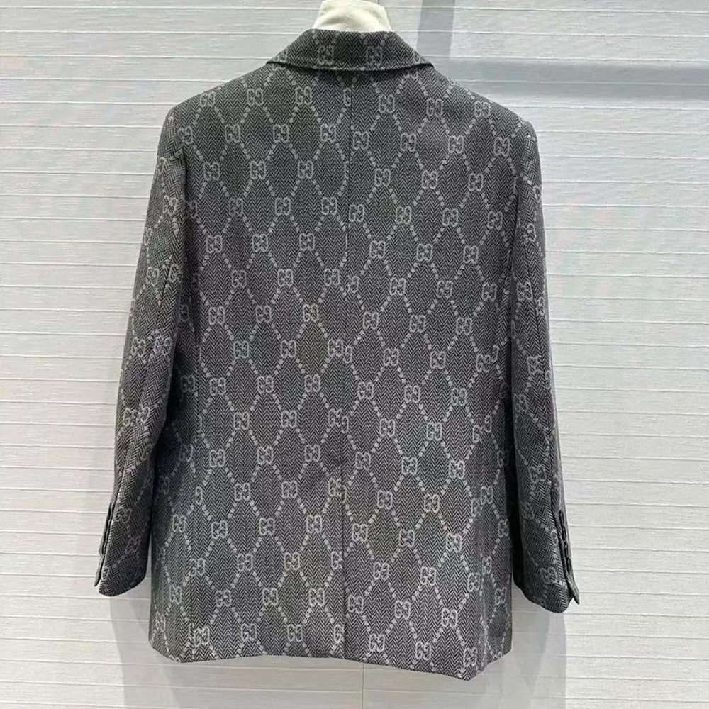 Gucci Men Broken Suits for GG Flannel Jacket-Grey