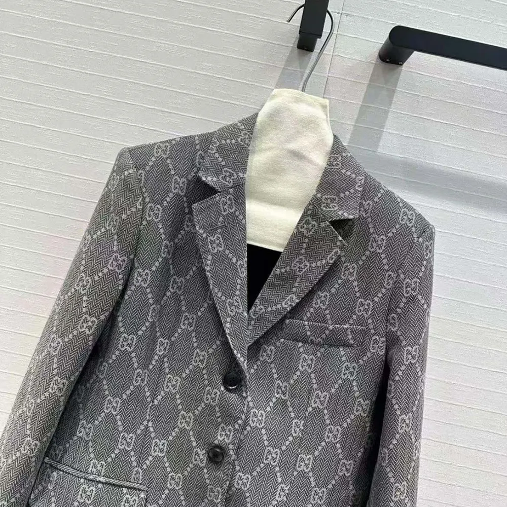 Gucci Men Broken Suits for GG Flannel Jacket-Grey