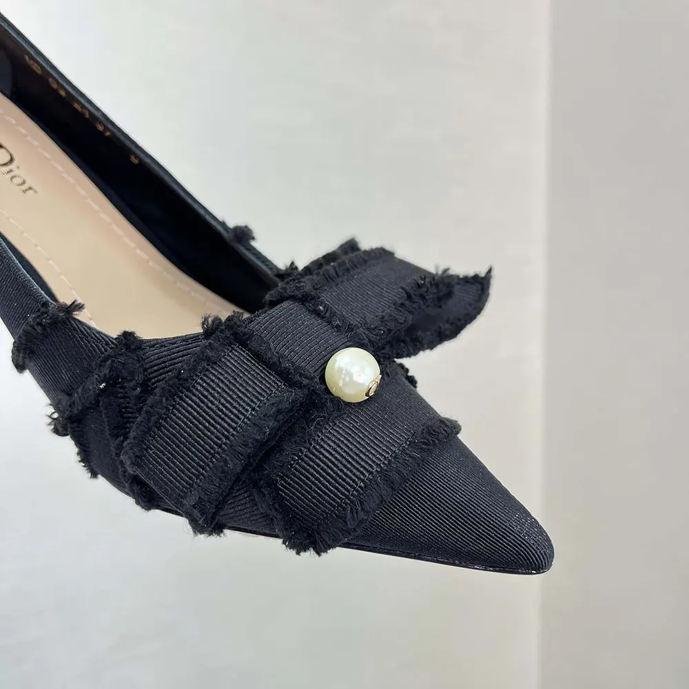 Dior Women Adiorable Pump Black Fringed Grosgrain