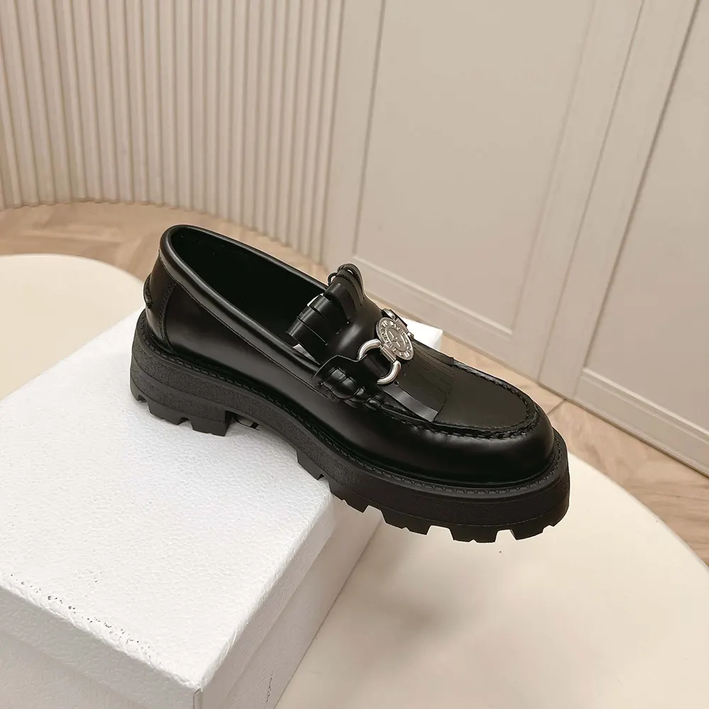 Dior Women Emblem Loafer Black Brushed Calfskin KDB962MAC