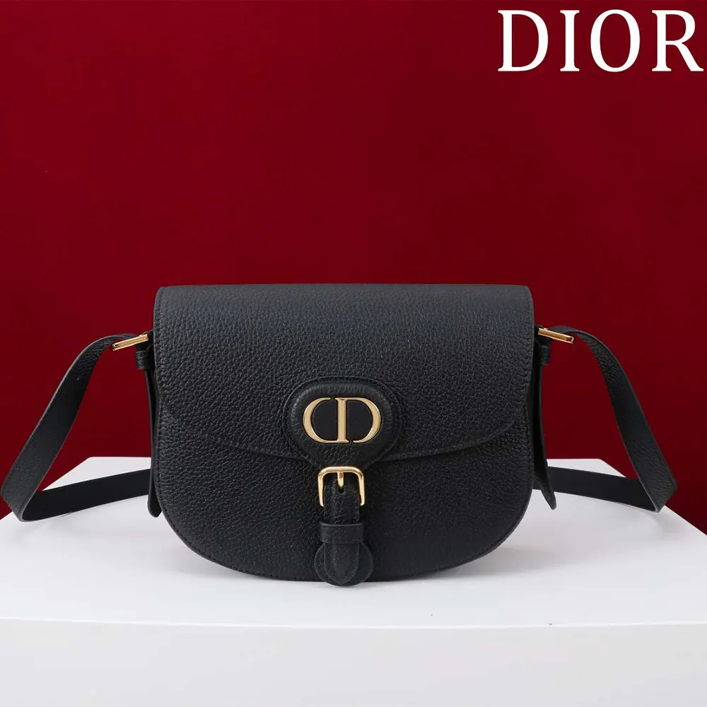 Dior Women Medium Dior Bobby Bag Black Grained Calfskin M9337USKU