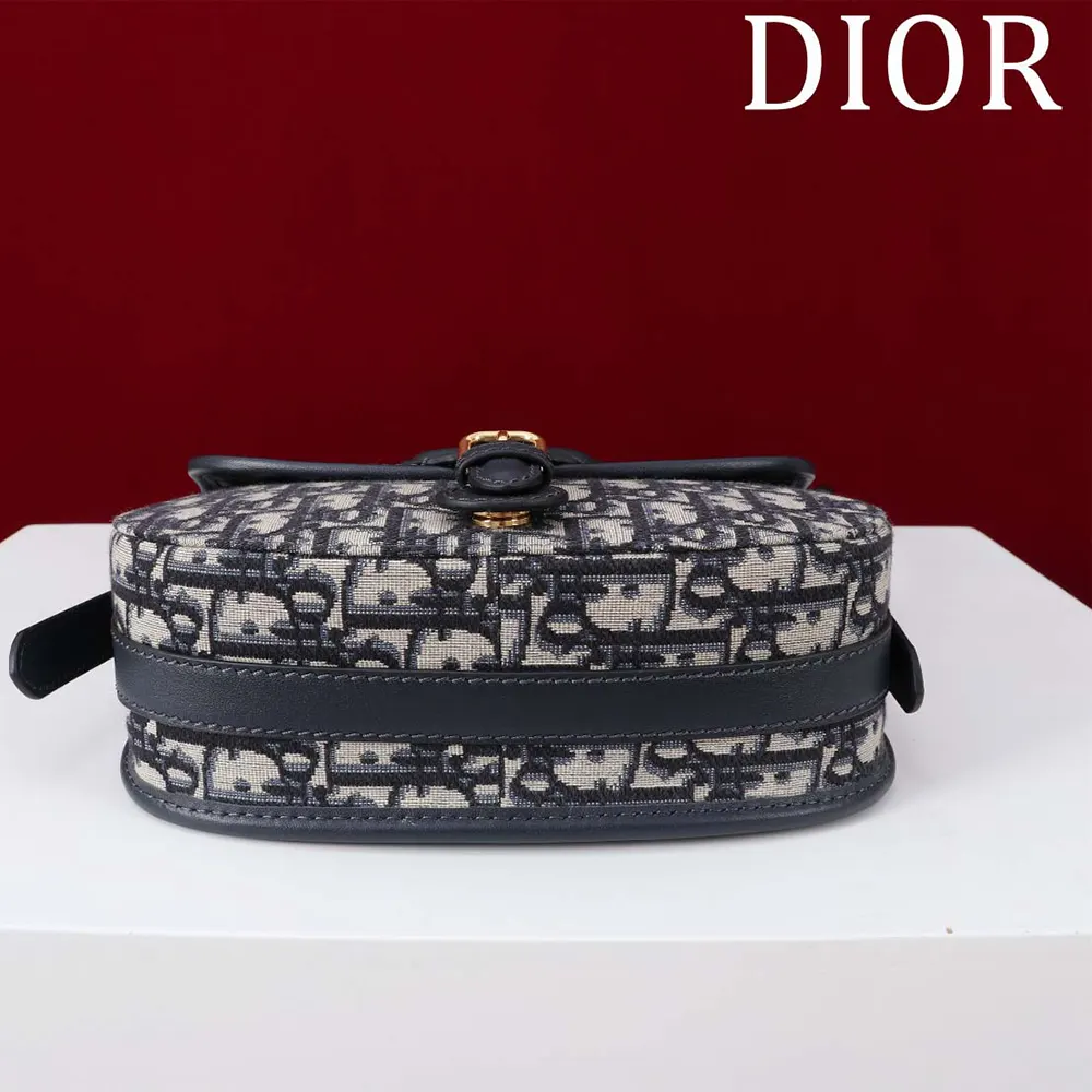Dior Women Medium Dior Bobby Bag Blue Dior Oblique Jacquard