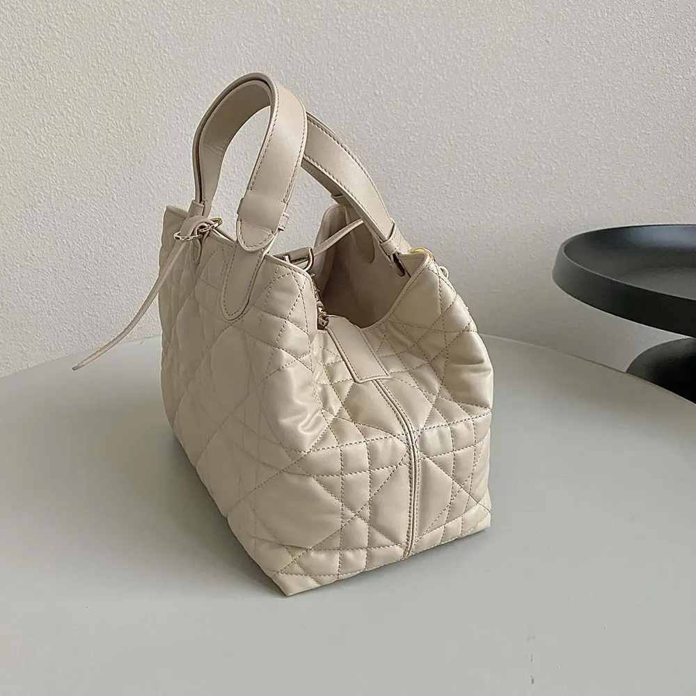 Dior Women Medium Dior Toujours Bag Powder Beige Macrocannage Calfskin