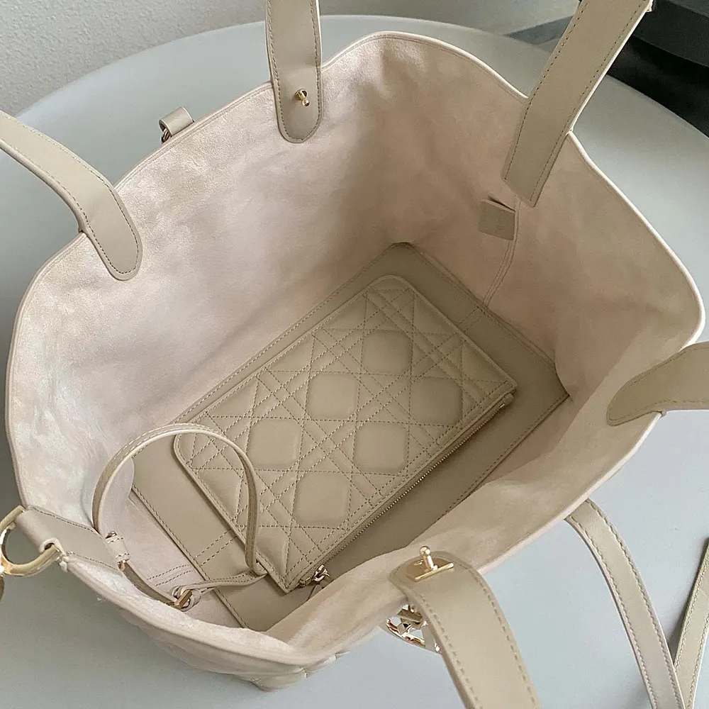 Dior Women Medium Dior Toujours Bag Powder Beige Macrocannage Calfskin