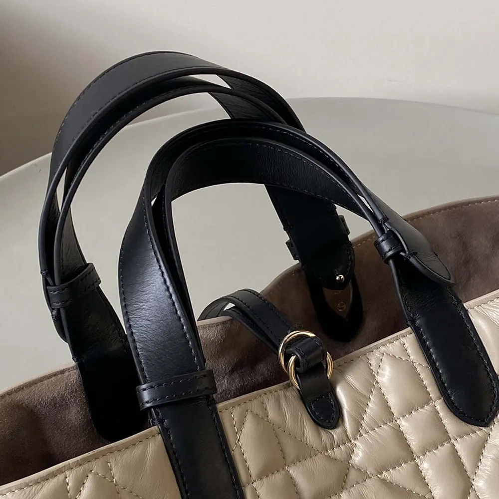 Dior Women Medium Dior Toujours Bag Rope Beige and Black Macrocannage Calfskin