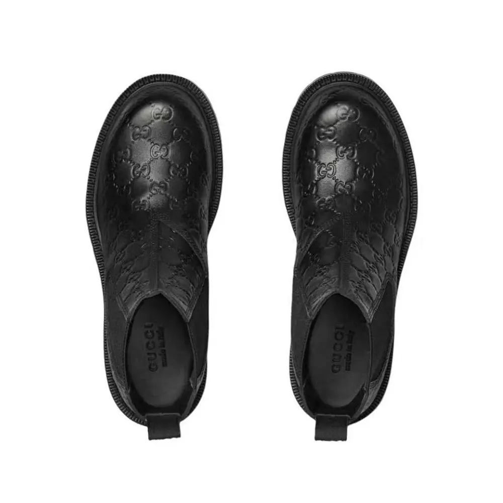 Gucci Men Boot with Web-Black 794168AADPF1056