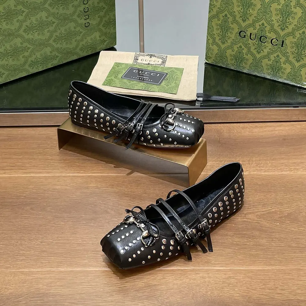 Gucci Women Horsebit Ballet Flat Black leather 814317AAEEV1050