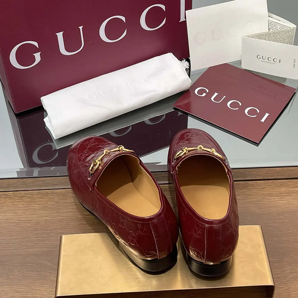 Gucci Women Jordaan Loafer Red GG Leather 786016AAD6S6207