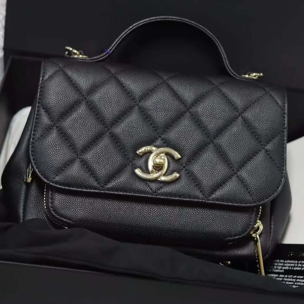 Chanel Women Caviar Quilted Small Business Affinity Flap Black