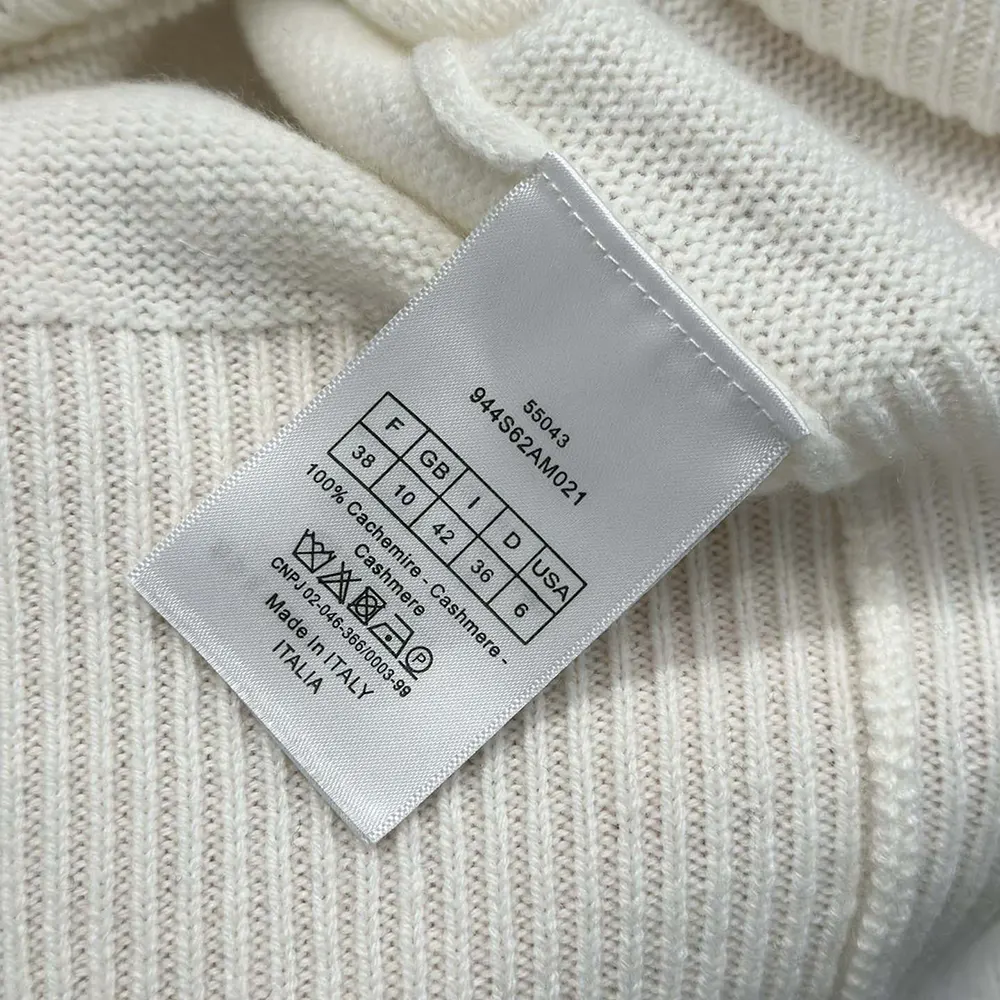 Dior Men DiorAlps Hooded Sweater White Wool and Cashmere Knit with Navy Blue Dior Star Motif