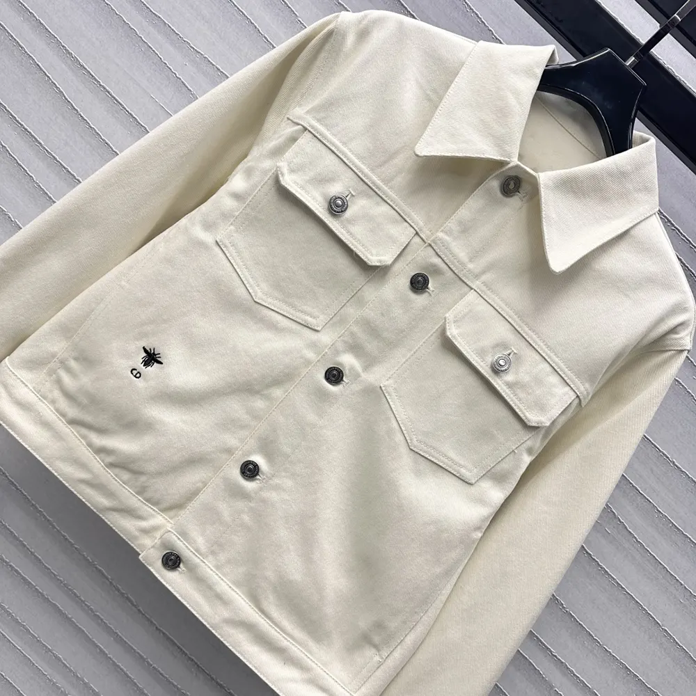 Dior Women Dioramour Jacket White Cotton Denim with Multicolor Cœur des Curiosités Motif