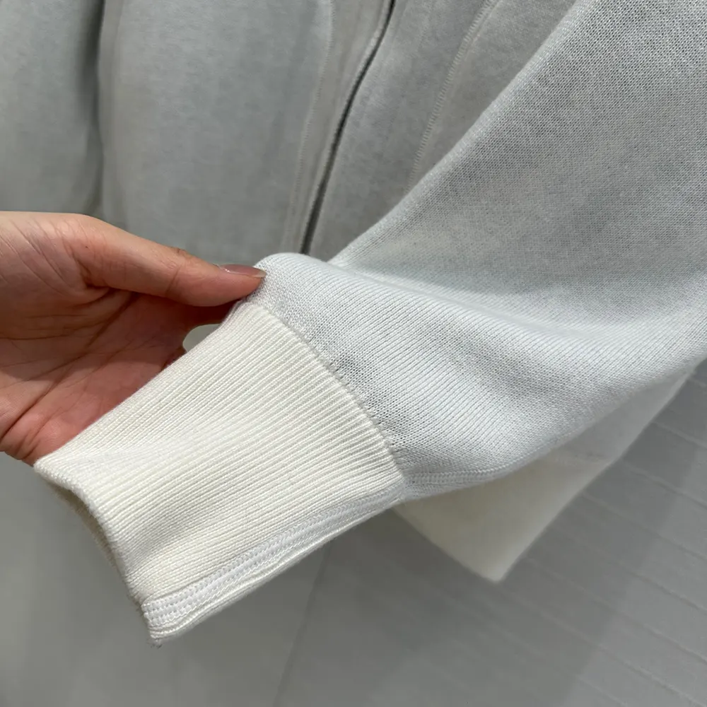 Dior Men Hooded Track Jacket White Cotton Knit and Cashmere