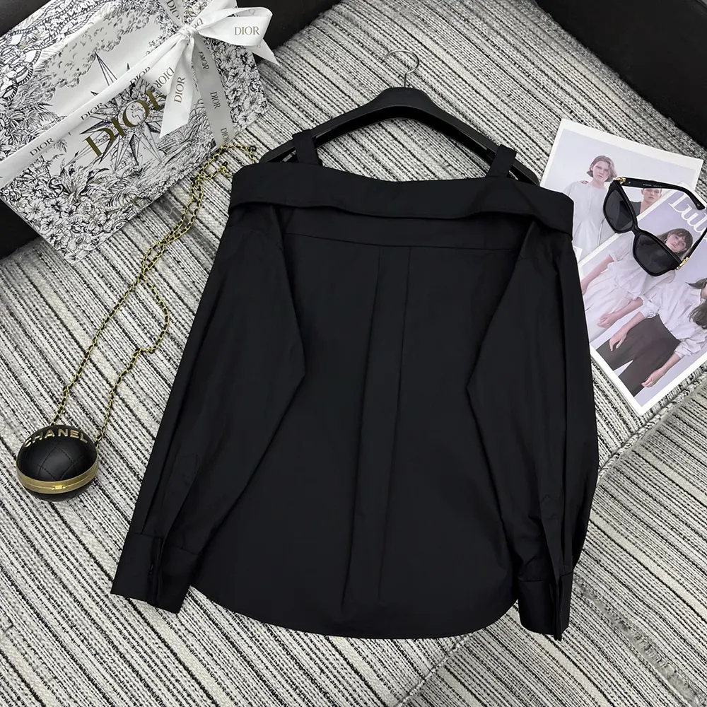 Dior Women Blouse Black Cotton Poplin 521B85A3356_X9000
