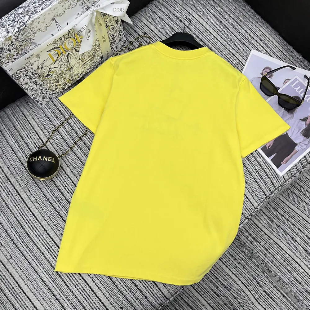 Dior Men DIOR AND HYLTON NEL T-Shirt Relaxed Fit Yellow Cotton Jersey