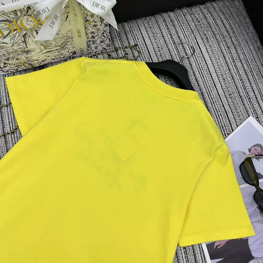 Dior Men DIOR AND HYLTON NEL T-Shirt Relaxed Fit Yellow Cotton Jersey