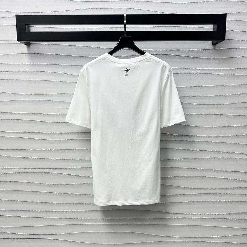 Dior Men Dioramour Embroidered T-Shirt White Cotton and Linen Jersey