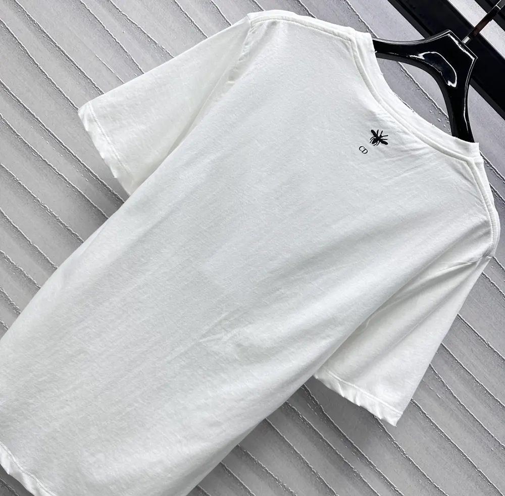 Dior Men Dioramour Embroidered T-Shirt White Cotton and Linen Jersey
