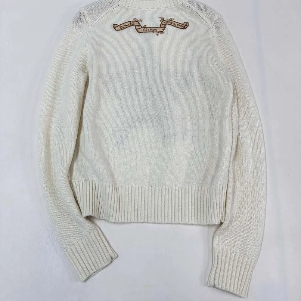Dior Women Embroidered Sweater Ecru Cashmere Knit-514S57G0027