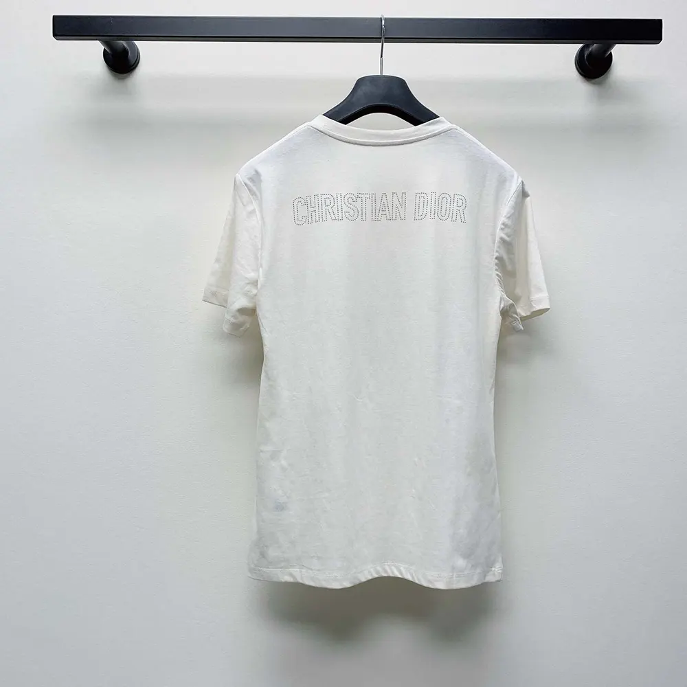Dior Men T-Shirt White Cotton and Linen Jersey with Black Dior Cabinet de Curiosités Motif