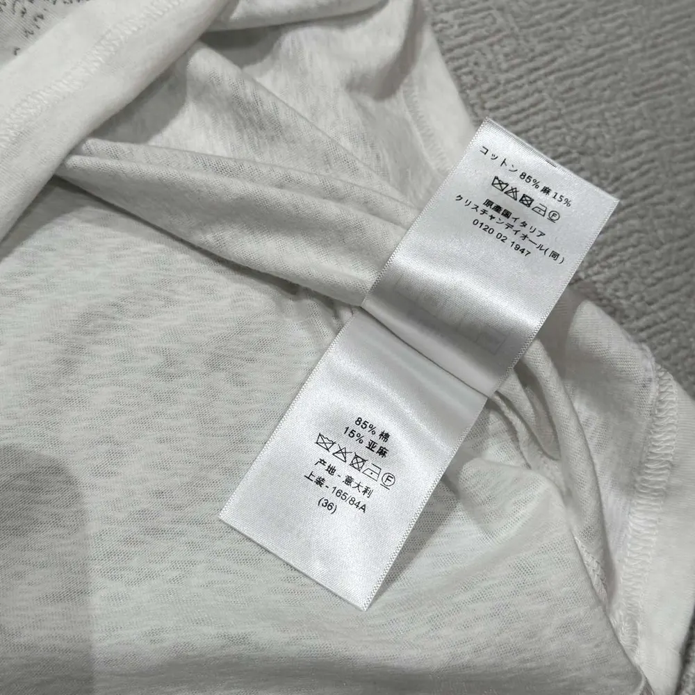 Dior Men T-Shirt White Cotton and Linen Jersey with Black Toile de Jouy Scotland Motif