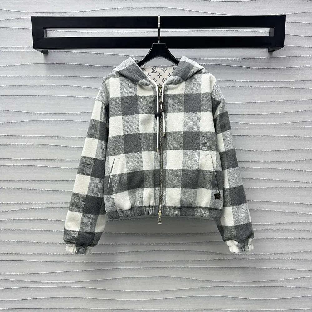 Louis Vuitton Women Double Face Check Zip-Up Jacket 1AGPEP
