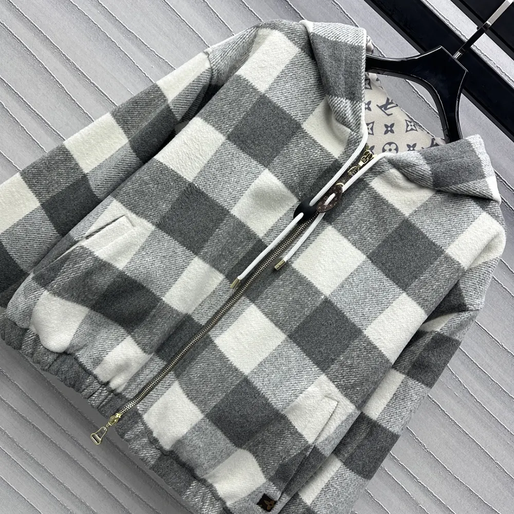 Louis Vuitton Women Double Face Check Zip-Up Jacket 1AGPEP