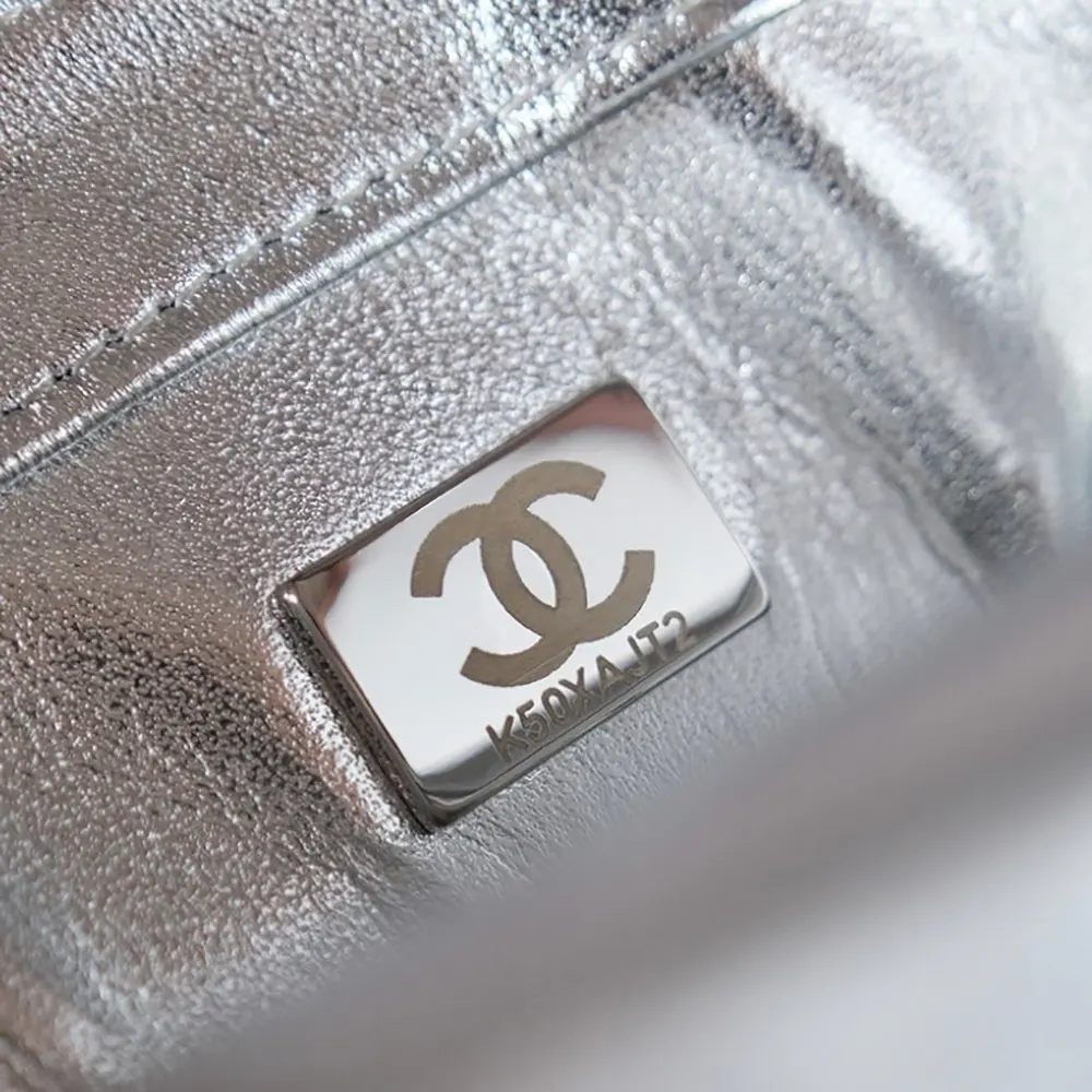 Chanel Women Flap Bag Sequins Silver Tone Metal AS4561