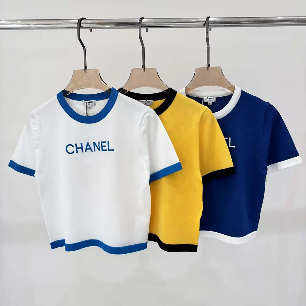 Chanle Women Oversize T-Shirt with Chanle Logo-Navy