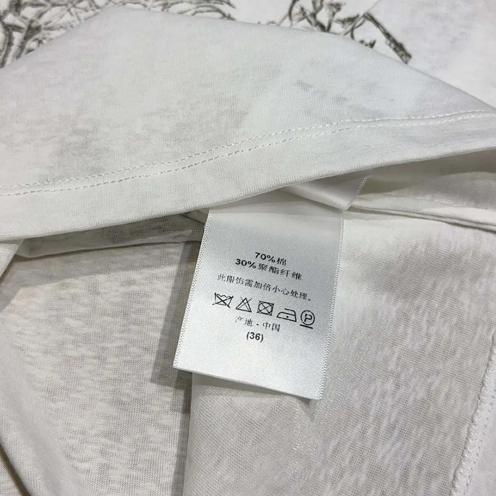 Dior Women T-Shirt White Cotton and Linen Jersey with Black Dior Cabinet de Curiosités Motif