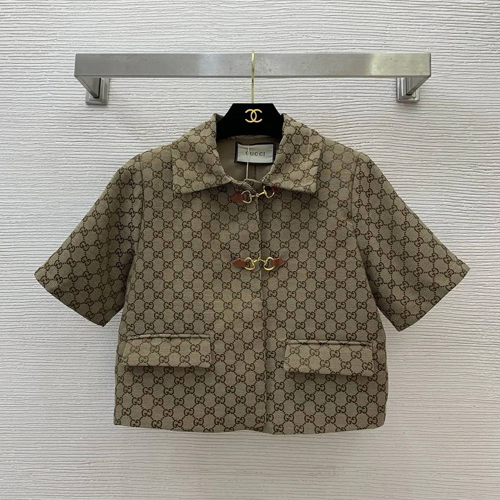 Gucci Women GG Canvas Jacket with Horsebit 820434Z8BZF2580