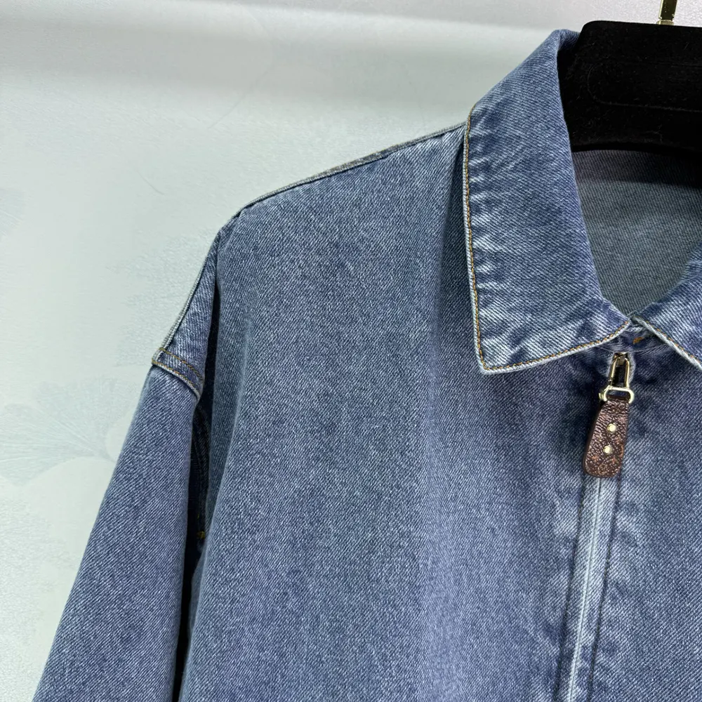 Louis Vuitton LV Women Denim Bomber Jacket-Blue 1AHHRU